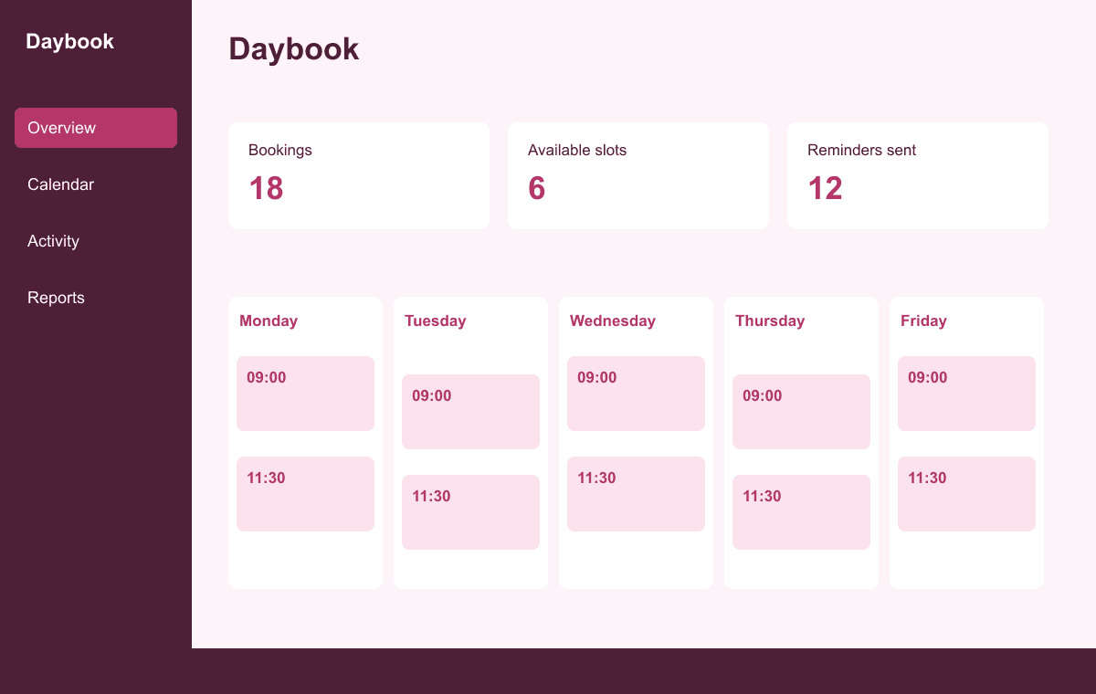 Appointment Booking interface